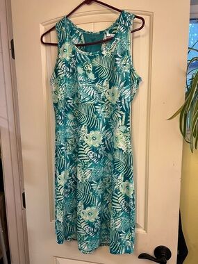 Columbia Tropical Teal Floral Sleeveless Dress